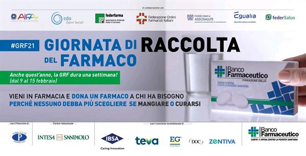 Banco Farmaceutico 2021: dal 9 al 13 febbraio entra in Farmacia per donare un Farmaco